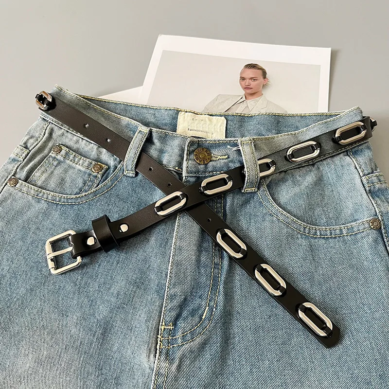 2023 Nieuwe Luxe Designer Punk Belt Dames Mode Nieuwigheid Echt Lederen Riem Casual Unisex Pure Koeienhuid Veelzijdige Jeans Riemen