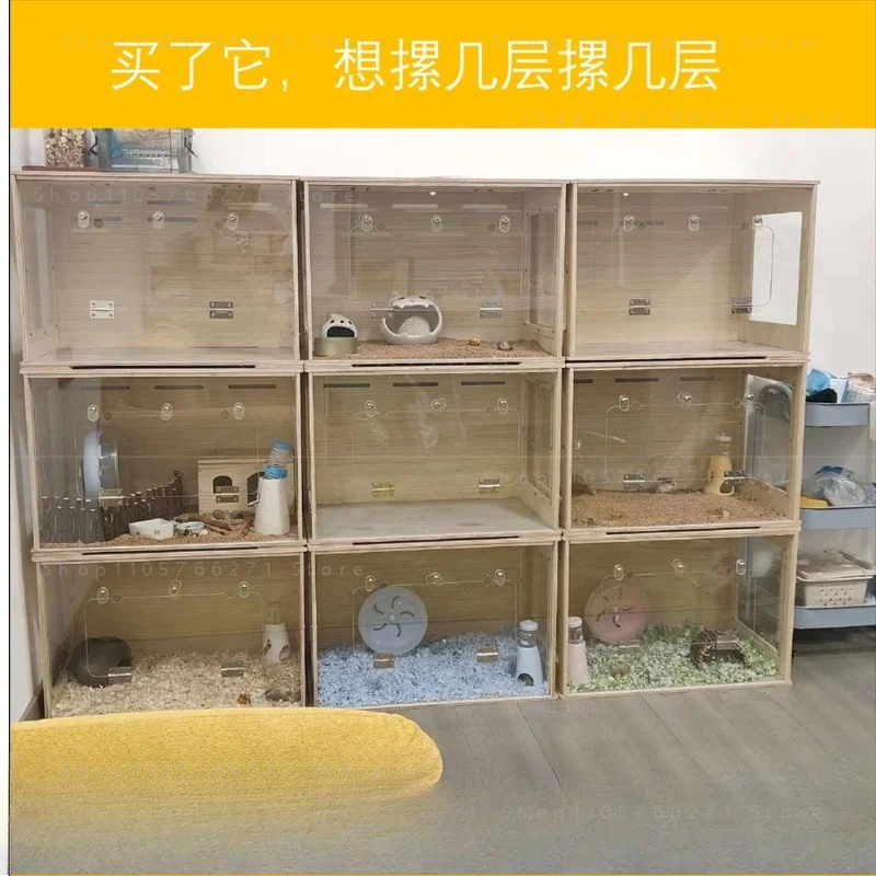 Moju Jin Silk Bear Acrylic Hamster Cage Full View Ventilated 80cm Rutin Chicken Breeding Box Large Ornamental Box
