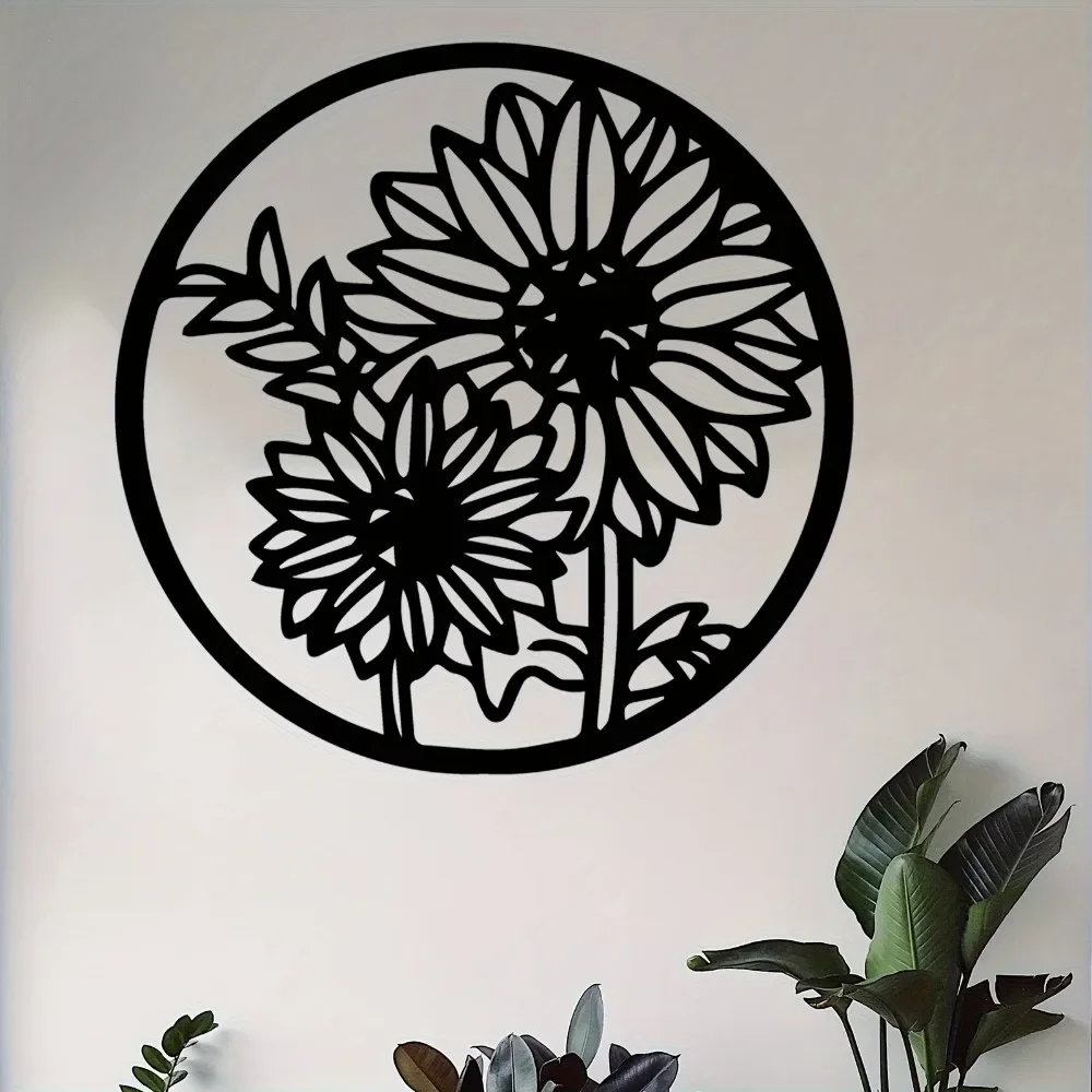 CIFBUY Sunflower Iron Wall Art Rustproof Garden Fence Decor Living Room Colorful Outdoor Hanging Ornament Gift 2 Sizes
