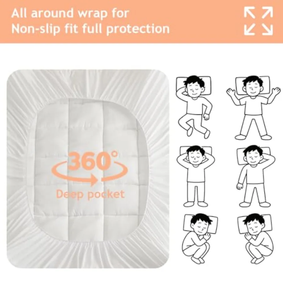 Coprimaterasso doppio con tasca profonda da 815 pollici per telai letto regolabili. Coprimaterasso trapuntato con angoli extra