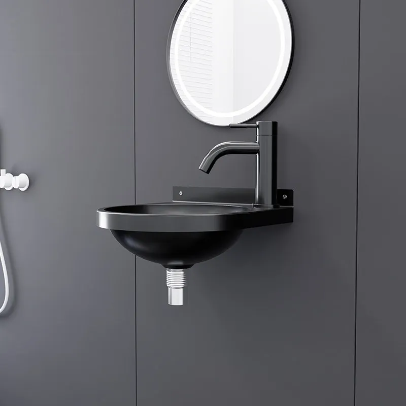 304 stainless steel mini small apartment household balcony outdoor simple integrated washbasin washbasin wall hanging
