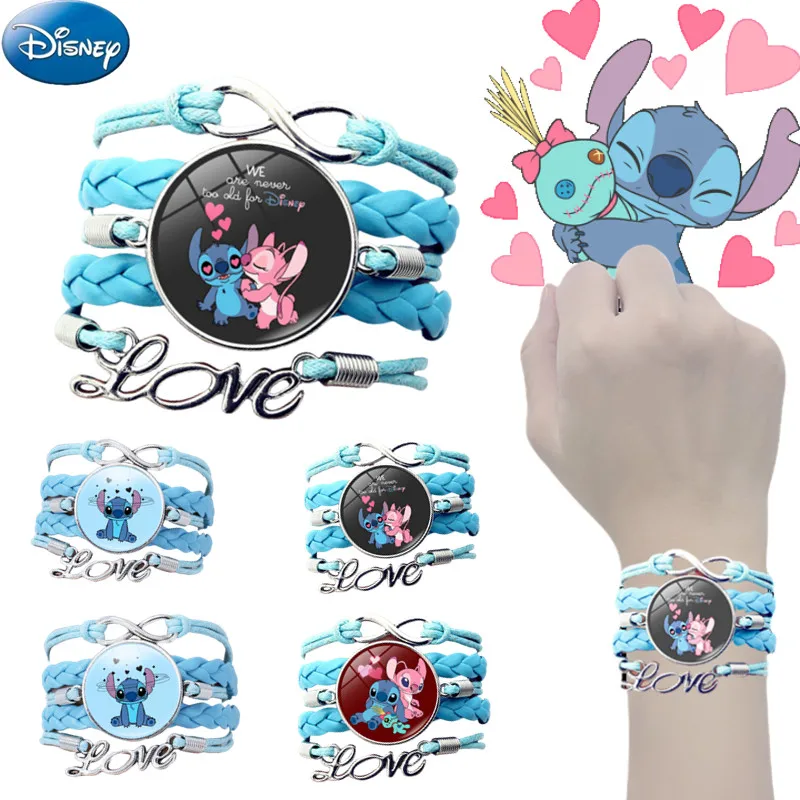 Disney Stitch Girls Knitted Bracelet Blue Time Gems Multilayer Bracelet Accessories Lilo & Stitch Toy for Friends Birthday Gift