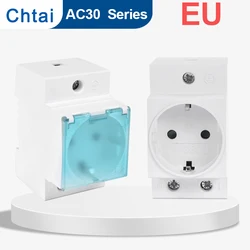 Eu AC30 Power Sockets 1/2/5 PCS Europe Modular Din Rail Socket 10A 16A 250V Industrial Distribution Box Adapter Connector CE