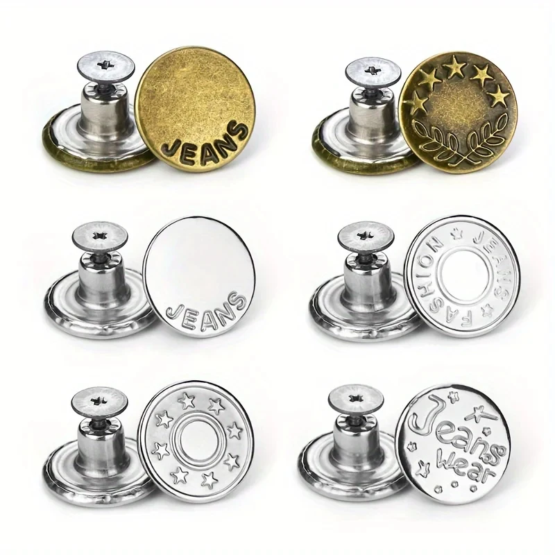10-40Pcs Metal Jeans Buttons  Replacement No-Sewing Screw Button Repair Kit Nailless Removable Jean Buckles Clothing Pants Pins
