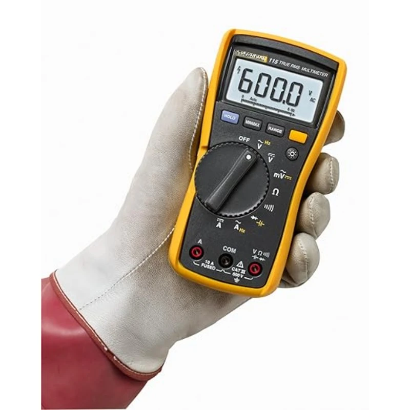 115 Digital Multimeter, Measures AC/DC Voltage To 600 V & Current to 10 A, Measures Resistance, Continuity, Frequency