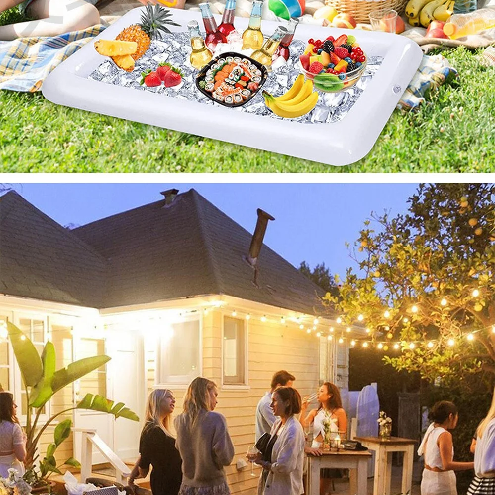 Inflatable Pool Floating Ice Cooler Tray Water Buffet For Beverage Food Beer Party Summer Beach Event Equipment
