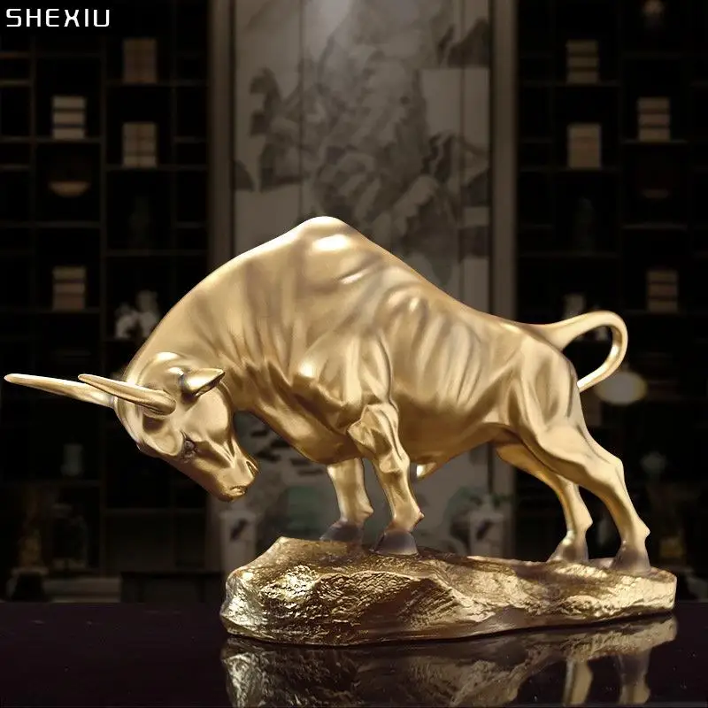 

Golden Bull Sculpture Desk Decoration Ornaments Gold-plated Lucky Cattle Statue Resin Crafts Room Aesthetics Decor