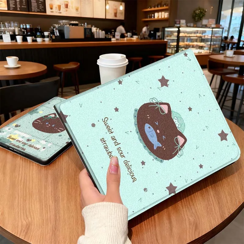 

Cute Brown Cat Pattern For Honor Tab Tablet MagicPad 3 6 7 X8 V7 V8 8 9 X9 X8a X9a 10 Pro Inch 2020 2021 Tablet Case