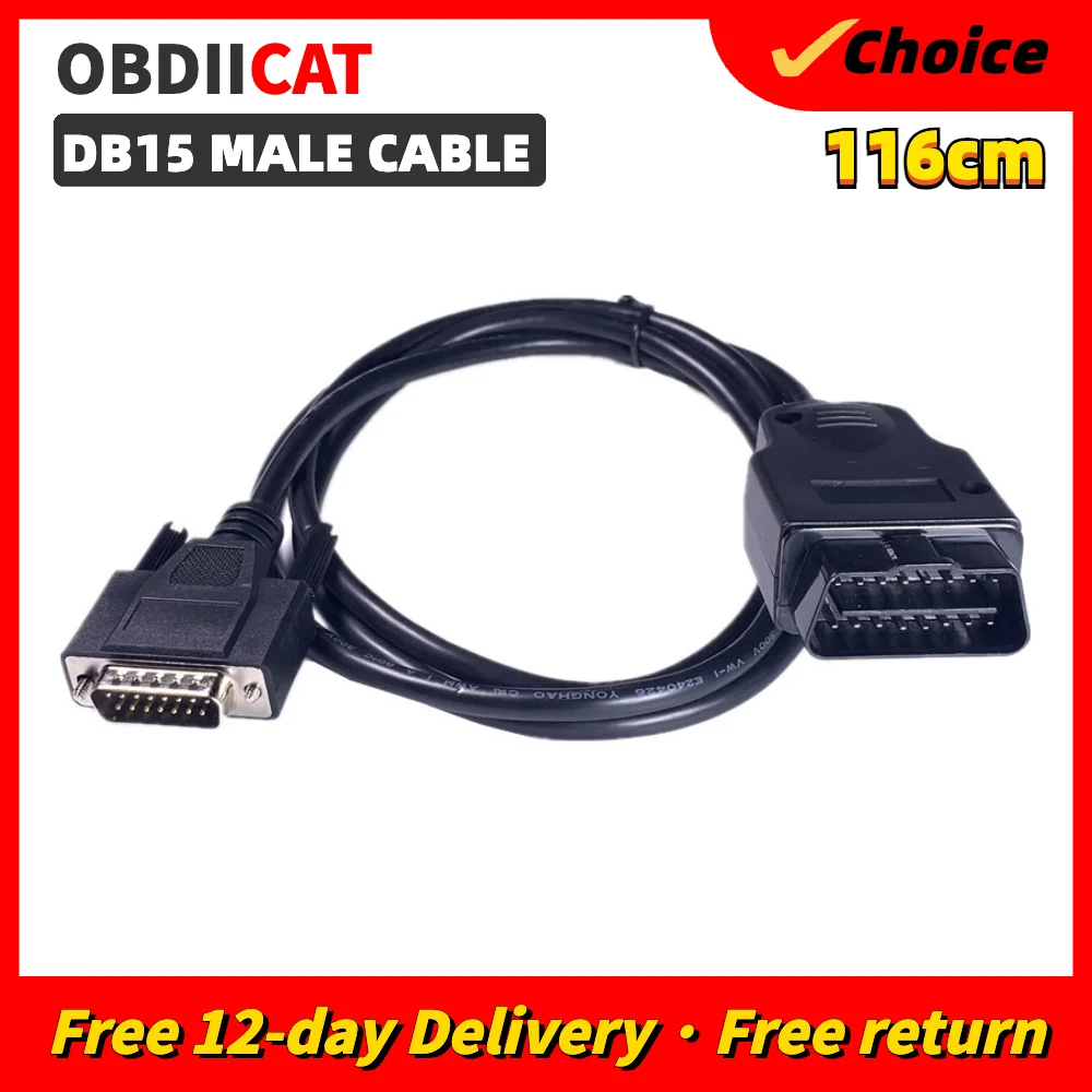 Hot Car Extenstion Cable 1m OBD 2 OBD2 Male To DB15 Male OBD2 16PIN TO DB9 RS232  1.2M Cable