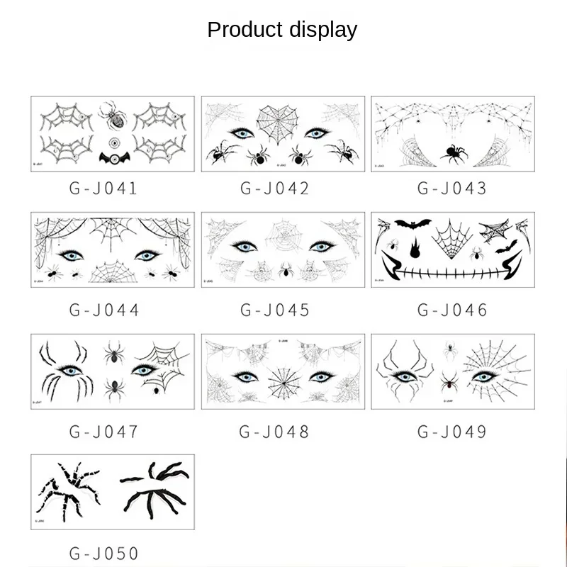 Halloween Spider Face Stickers Tattoo Sticker Black Spider Bat Children Adult Disposable Halloween Decoration Tattoo Stickers