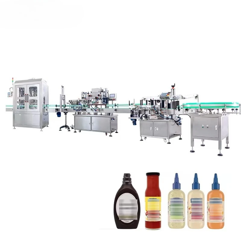 Máquina Automática de Alta Eficiencia para Llenado, Tapado y Etiquetado de Frascos de Salsa de Tomate, Mermelada, Ketchup y Salsas Picantes