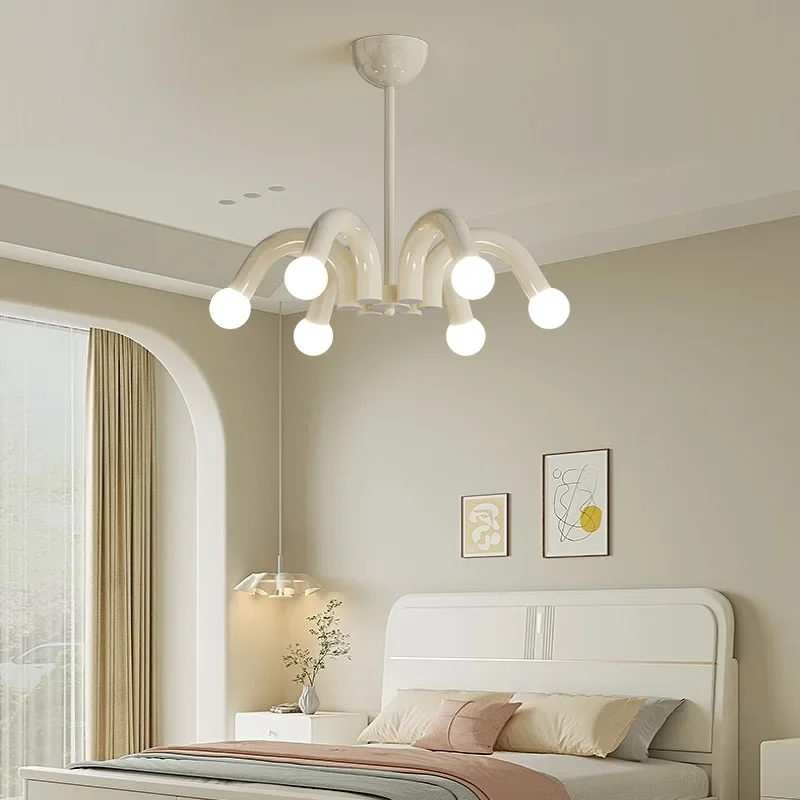Modern Black Beige Blue Pink Metal Chandelier Led U-tube Lamp For Princess Room Living Room Art Deco
