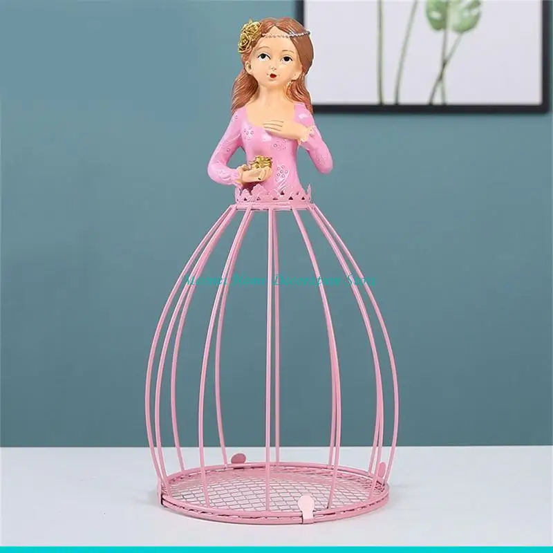 H7BF Metal Flower Pot Princess Hydroponic Plant Container Planter Decor Ornament for Indoor Outdoor Garden Desktop