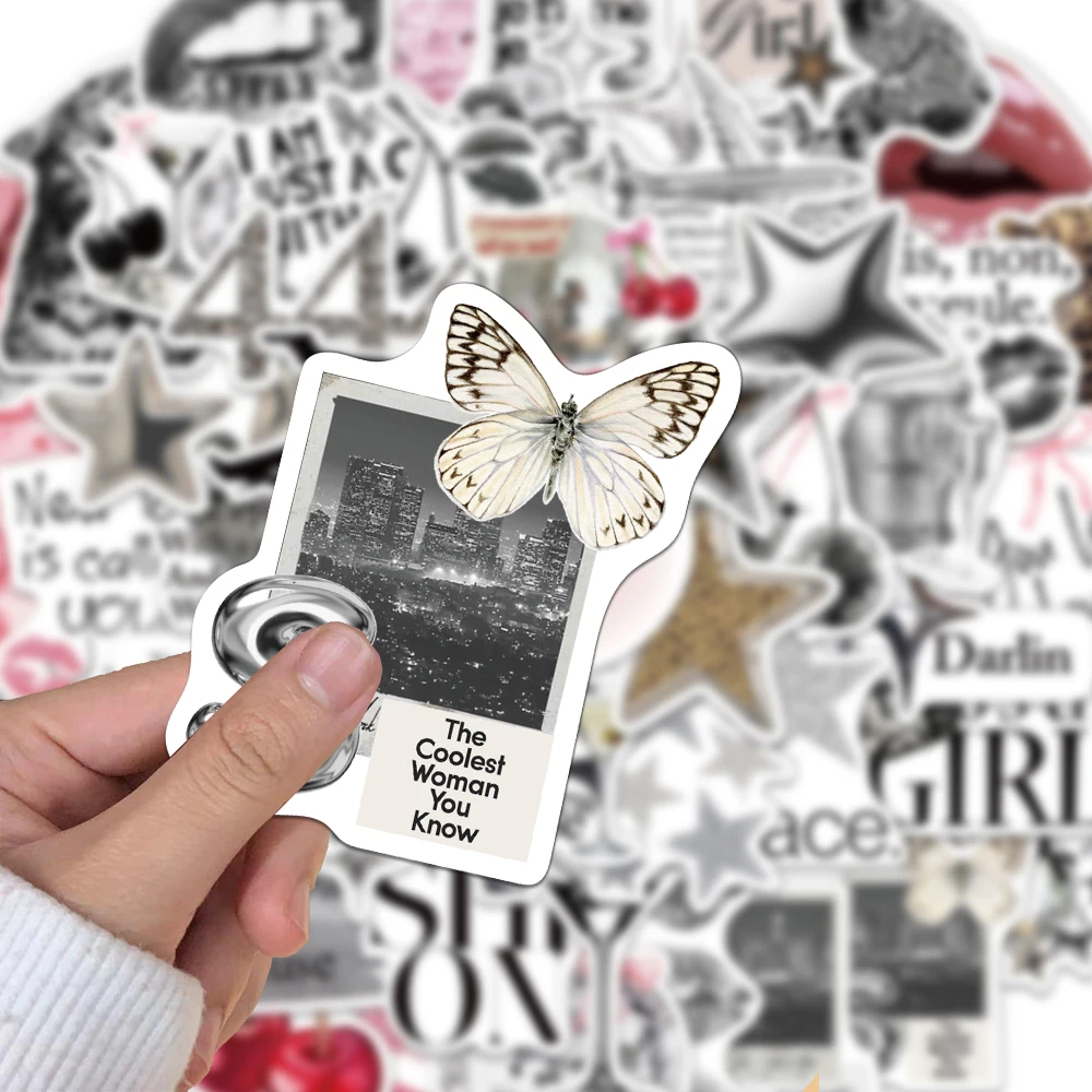 50PCS Creative Silver Lucky Stickers Ins Wind Phone Case Decoration DIY Notebook Water Cup Phone Case Personalized Stickers