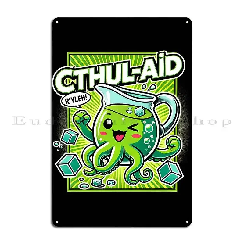 Cthul Aid Funny Cthulhu Metal Plaque Cinema Home Character Decoration Cinema Tin Sign Poster