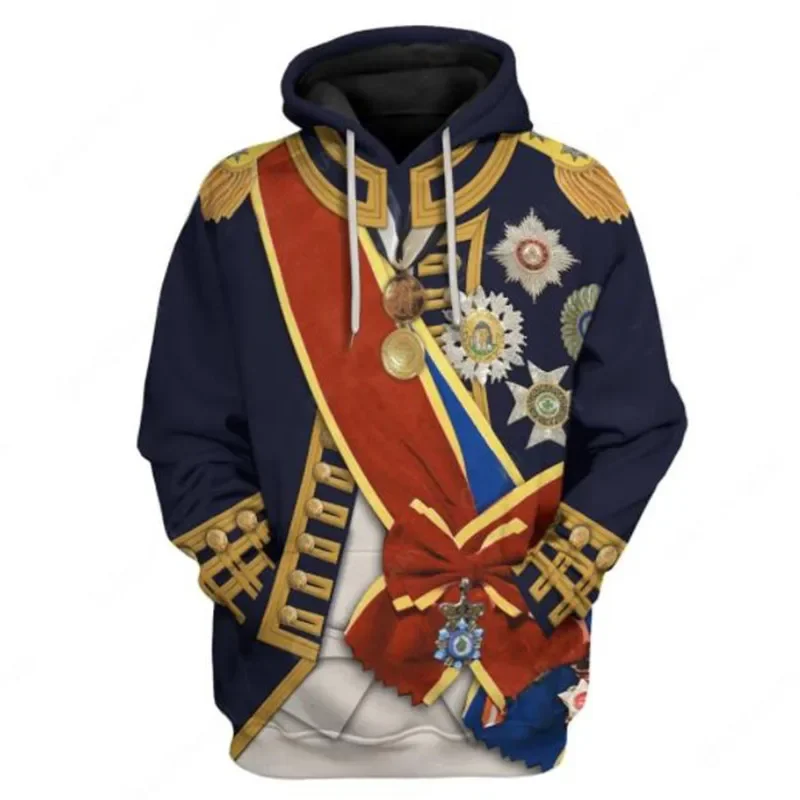 Sweat à capuche Napoléon rouge imprimé en 3D pour hommes, veste zippée, sweat-shirt d'Halloween, costume de cosplay, pull décontracté, haut, RZ2861, nouveau