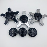 4PCS Full Black Wheel Center Caps Hub Covers 56mm 60mm 65mm 68mm Car Styling Accessories Black Badge