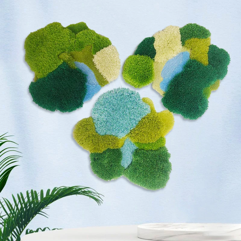 Handmade Green Moss Lawn Carpet Tricken Tufted Fleece Rug for Living Room Bedroom Children's Room Decorative Pattern Customized