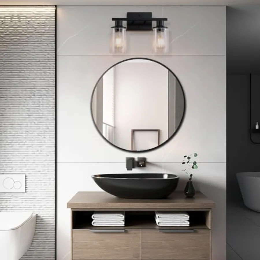 Matte Bathroom Light Fixtures Over Mirror, Bathroom Vanity Light with Clear Glass Shade, Modern Farmhouse Wall Sconces Lighting view 6