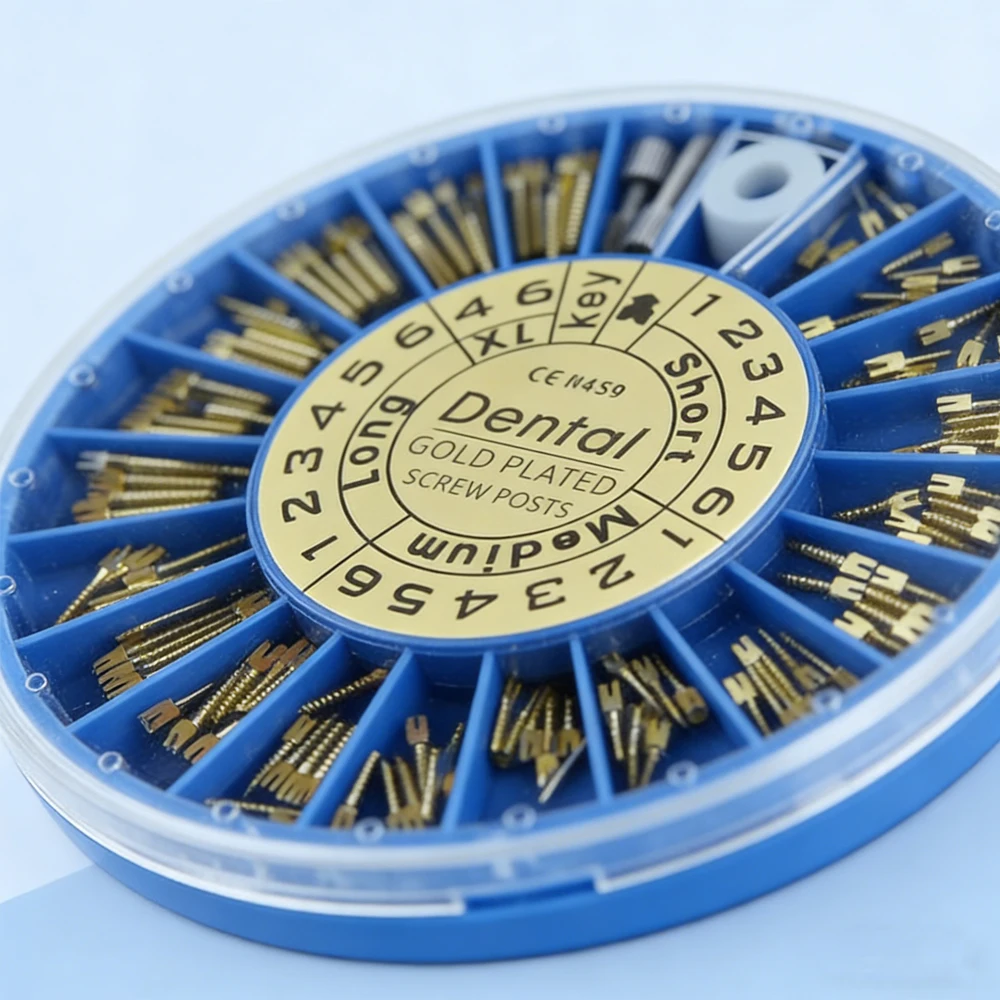 

120Pcs Gold Plated Stainless Steel Dental Screw Posts for Dentist Restorative Use Dentistry Materials Set