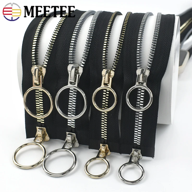 

5#8# 60-100cm Open-End Resin Zippers O Ring Double Slider Jacket Down Luggage Closure Zipper Repair Kits DIY Sewing Accessories
