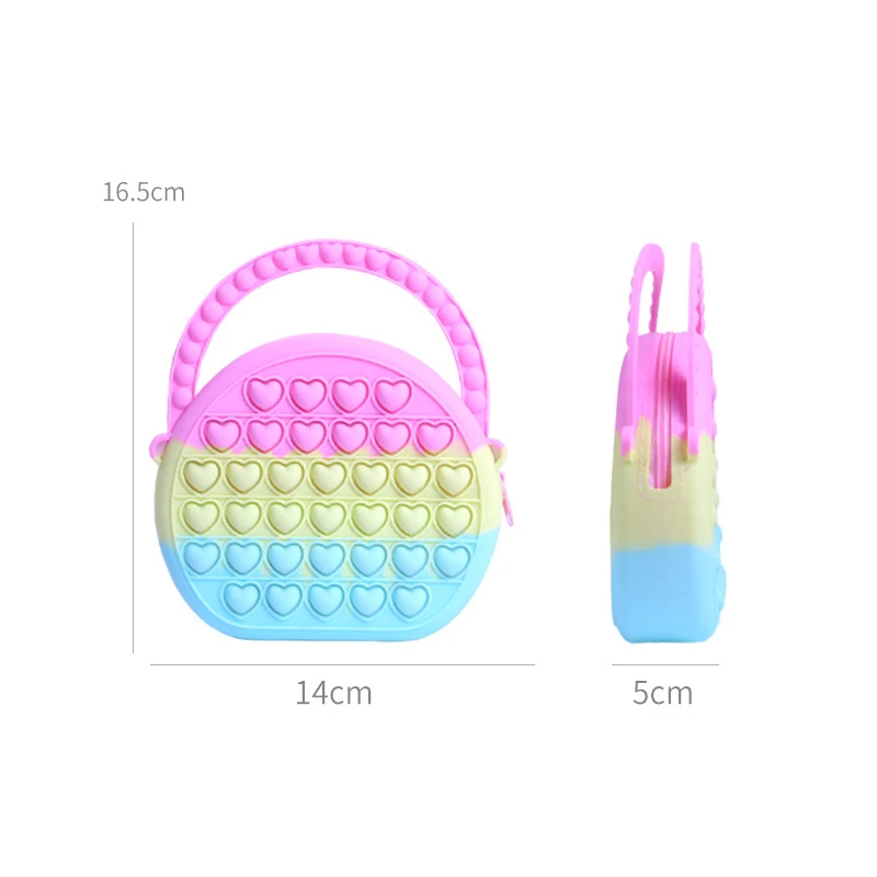 Hot Fidget Toys Silicone Push Bubble Crossbody Bag Sensory Reliver Stress Autism Kids Handbag Coin Pouch Purse Christmas Gifts