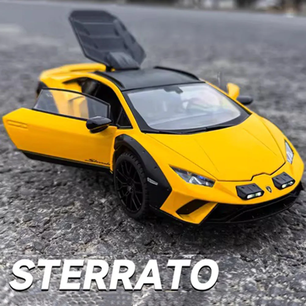 

1:24 Huracan Sterrato Revuelto Miniature Model Alloy Diecast Car Toy Four Wheel Suspension Sound Light Pull Back Vehice Boy Gift