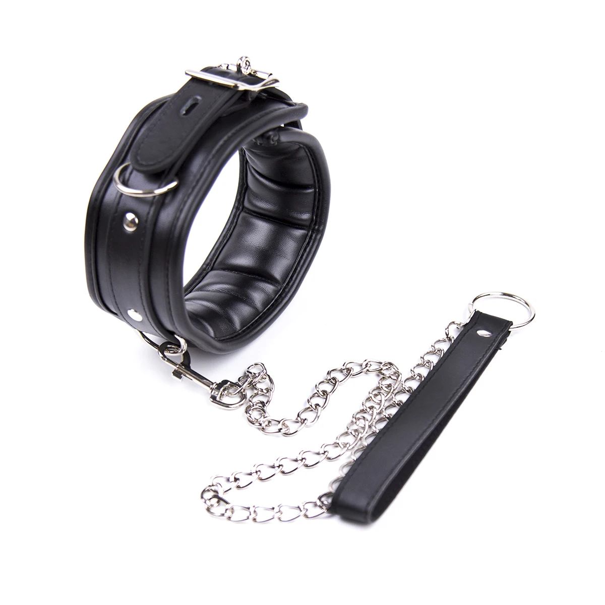 Bdsm Bondage Collar Leather And Iron Chain Link Metal Hole Slave Collars For Women Sex Toys For Couples Sex Restraints