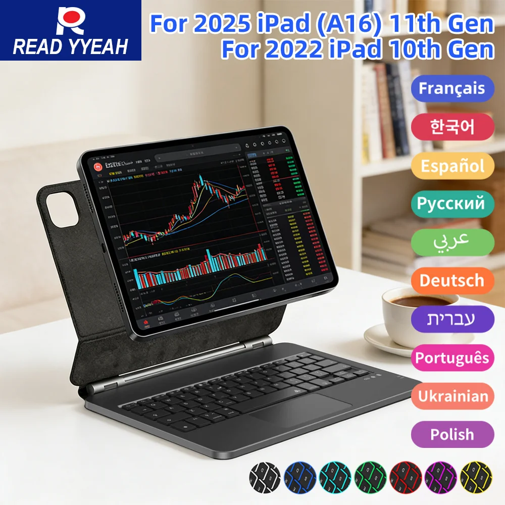 

Multi-Model Magic Keyboard for iPad A16 11 10th Gen for iPad 13/12.9/11/10.9 Backlit Smart Case Bluetooth Keyboard with Touch