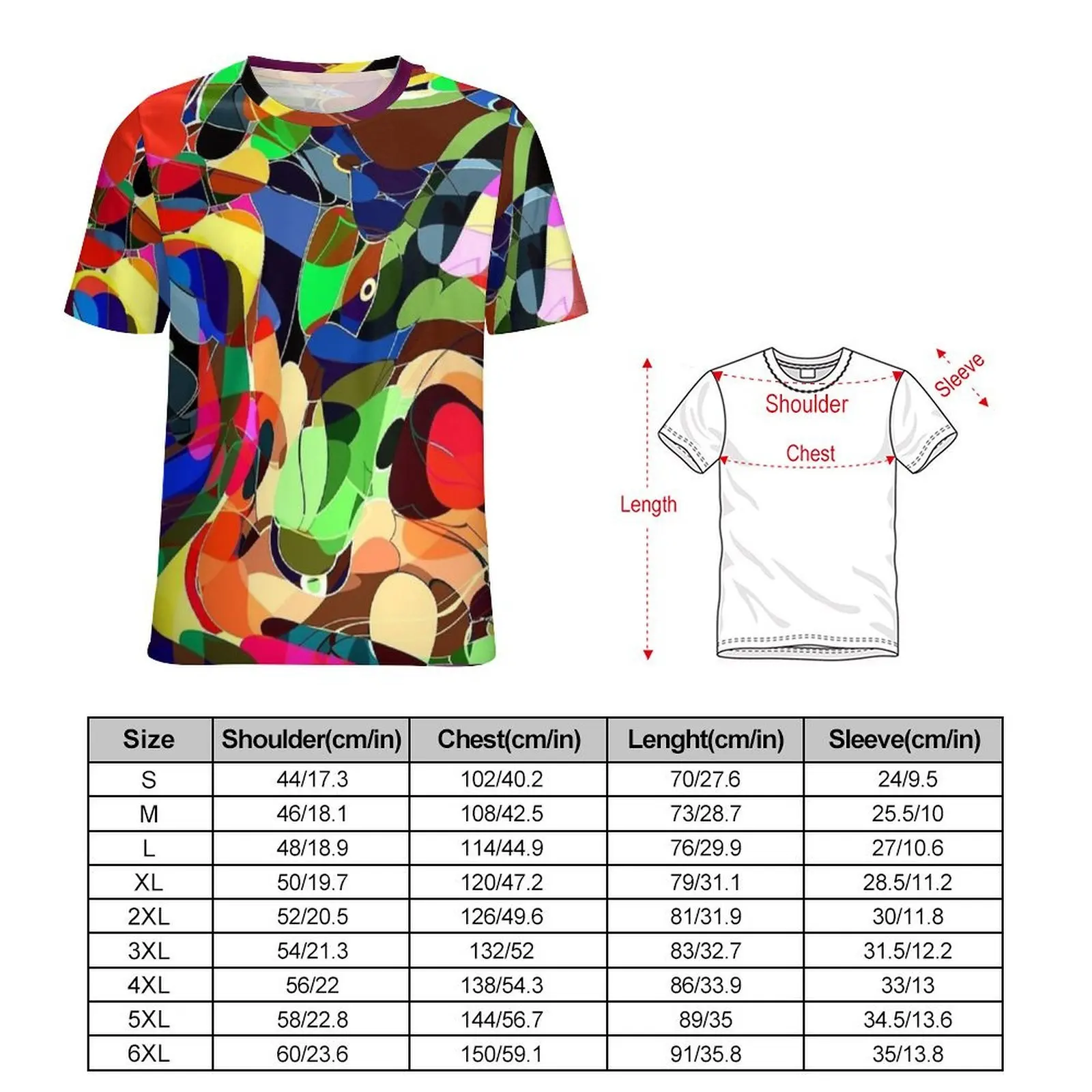 Plus Size T-Shirt Summer Bold Color Abstract Print T-Shirts  Y2K Casual O Neck Tshirt Men Fashion Pattern Top Tees