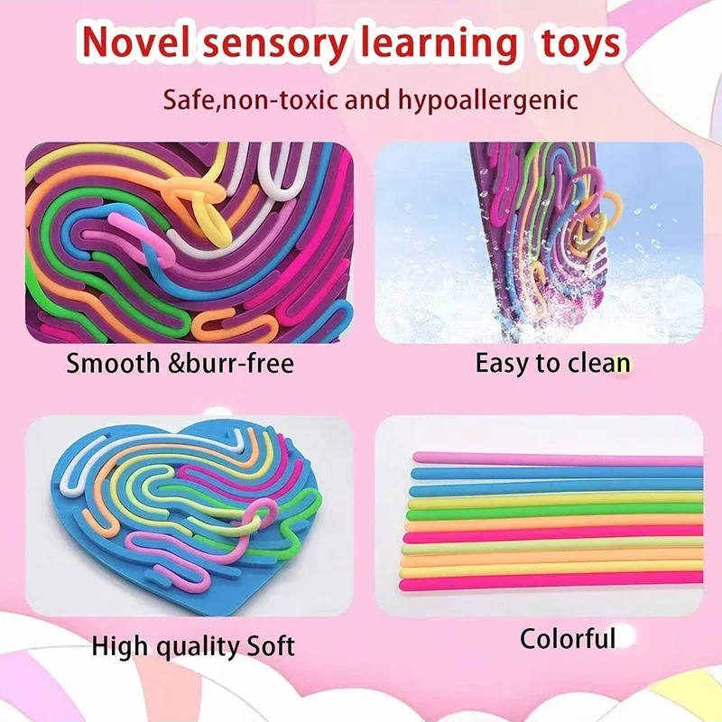 Planche d'activité sensorielle pour enfants, planche occupée, motricité, jouet Montessori, relaxant, anti-Stress, tige en Silicone colorée, jouet de voyage, cadeau pour garçon