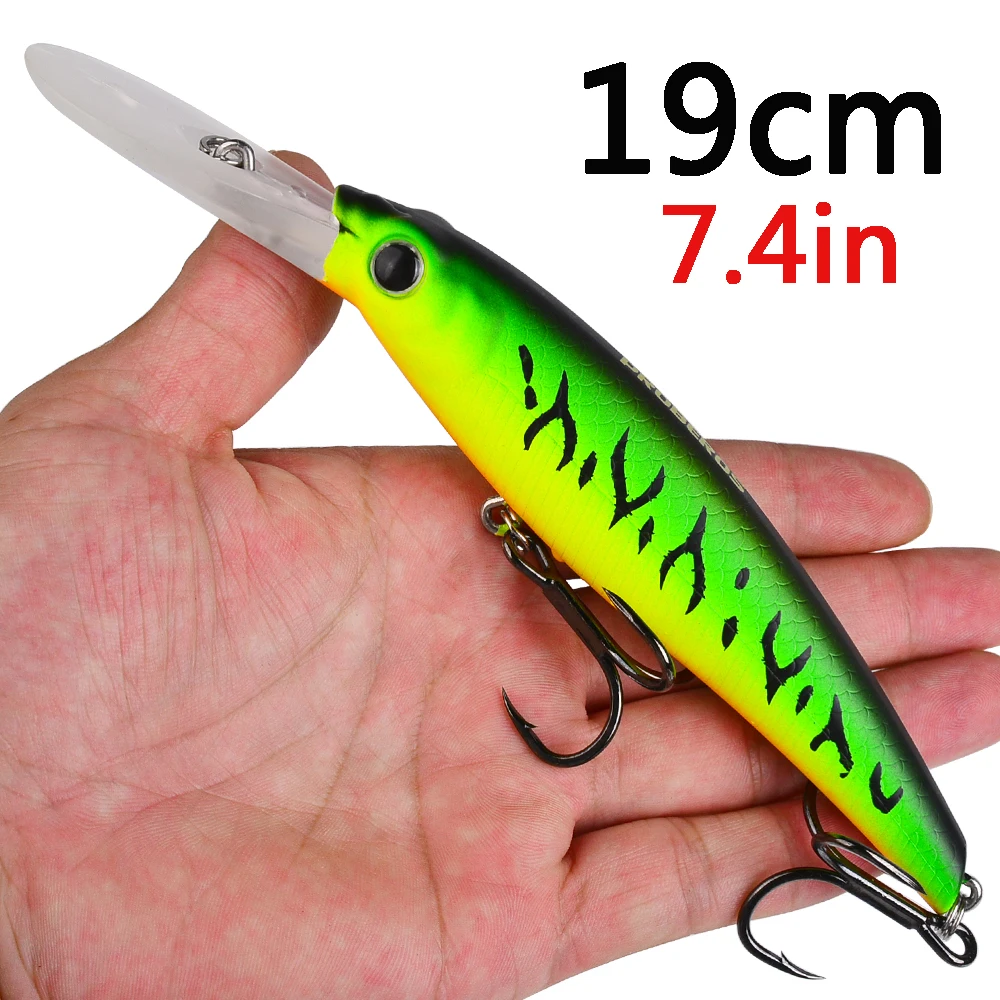 PROBEROS-señuelo de pececillo grande para pesca multiespecies, cebo Artificial láser de fundición larga para agua salada, Wobblers de arrastre, 19cm, 53g, 1 unidad