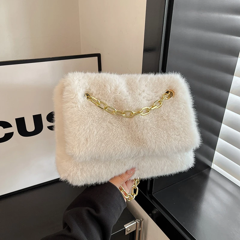 

Зимние мягкие однотонные сумки на ремне из молочного хлопка с застежкой, универсальные женские сумки LEOPARD, хит продаж 2025, милые простые сумки через плечо