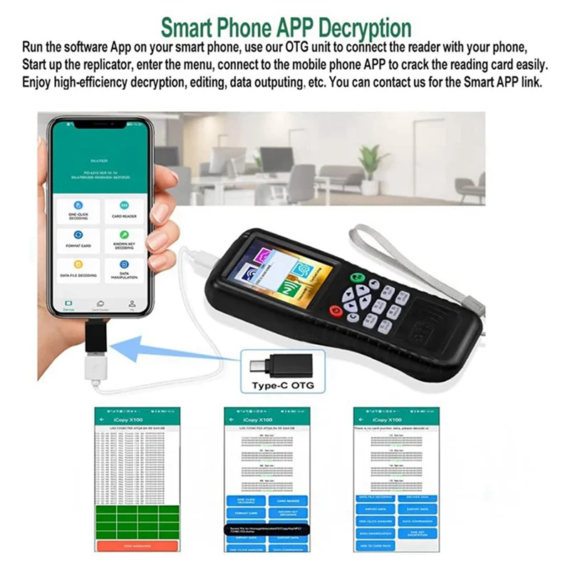 

N93R X100 RFID NFC Smart Card Reader Writer +5X5200 Keychain RFID Duplicator ID IC Card Programmer Encrypted Key Copier
