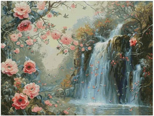 Paisaje de cascada 18CT 16CT 14CT sin imprimir, Kits de punto de cruz de alta calidad, arte bordado, costura hecha a mano, decoración del hogar