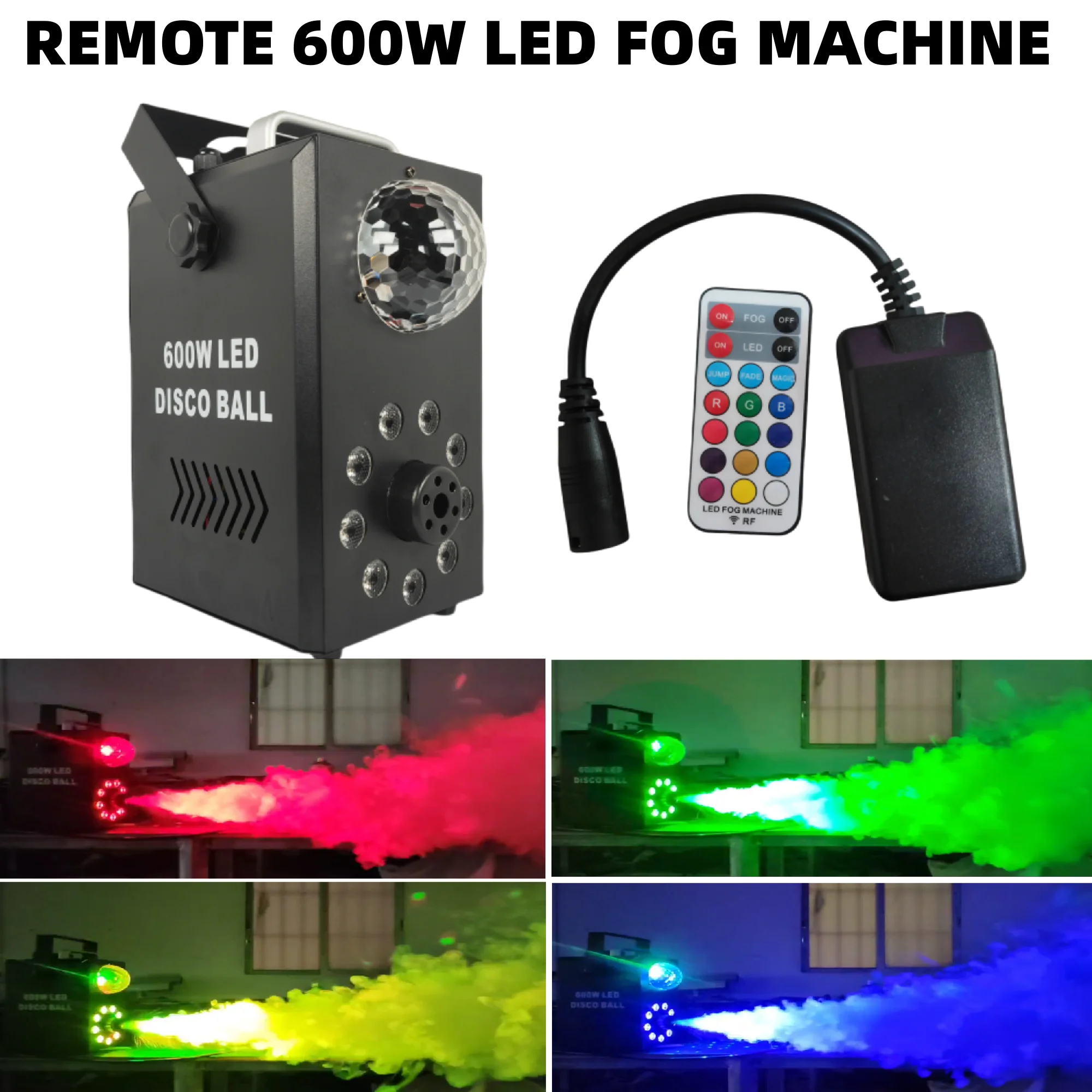 REMOTE 600W LED smoke machine/fog machine. 3-in-1 dyeing+beam+smoke, professional DJ equipment