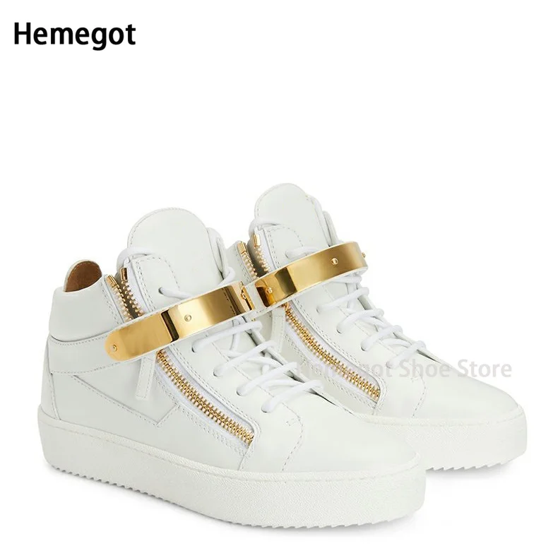 Men Thick Soles High Top Flat Shoes Luxury Metal Zipper Classic Fashion Men\'s Shoes Casual Sneakers Men\'s Brand Casual Shoes