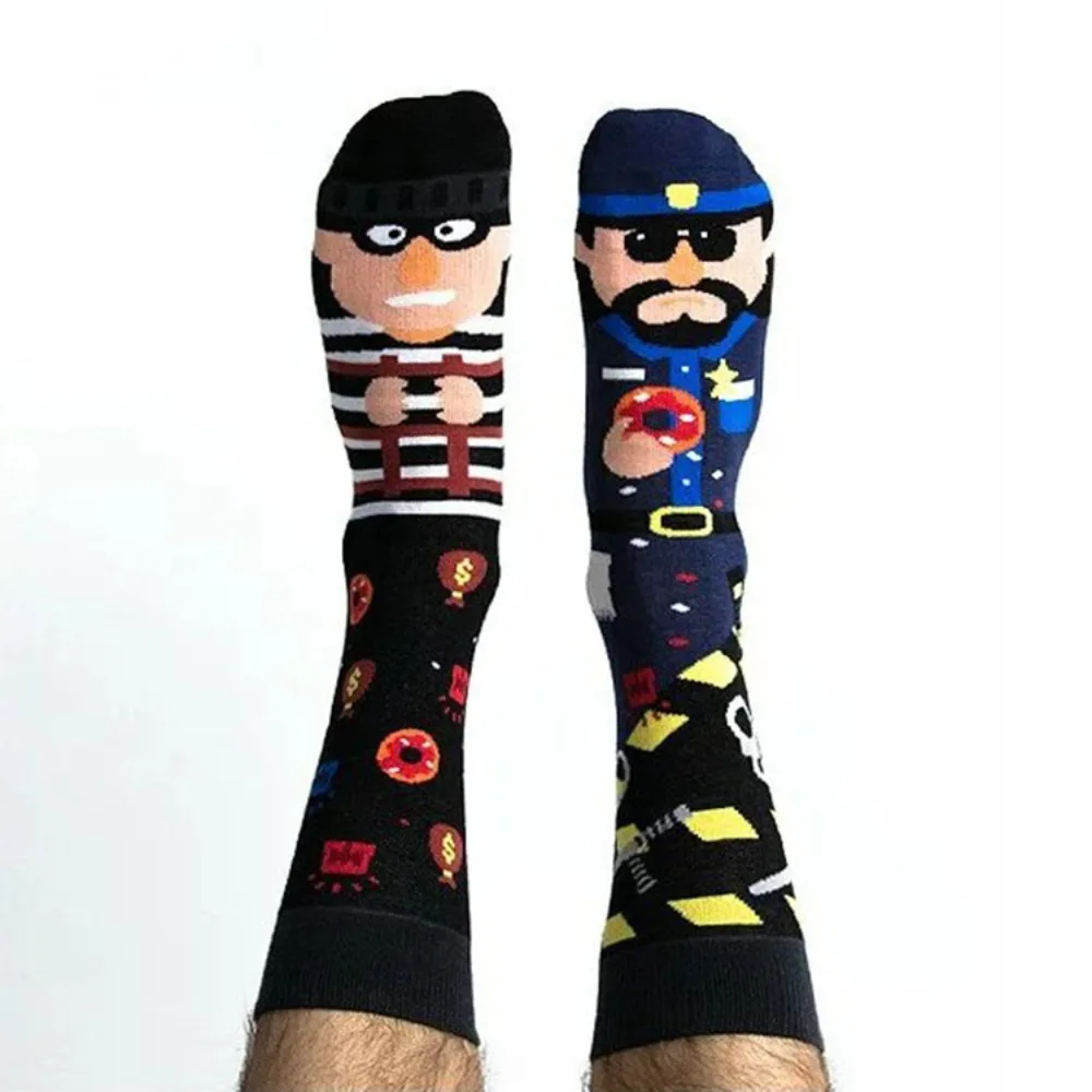 

Funny Fun Asymmetric Socks High Quality Cute Printing Cotton Mid Length Jacquard Socks Sports Socks