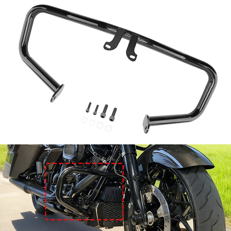 

Motorcycle Highway Bumper Frame Protection Fit For Harley Road King Street Glide 2014-2023 Chopped Engine Guard Crash Bar Black