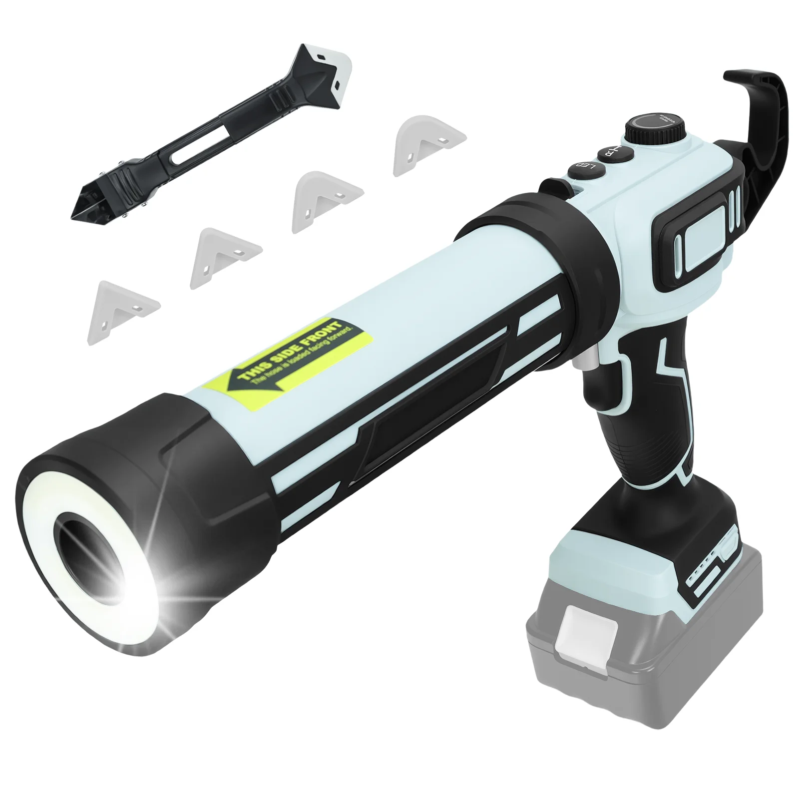 

Brushless Caulking Gun 10oz/300ml Cordless Electric Caulk Adhesive Gun Stepless Speed Control for Makita 18V Battery(No Battery)
