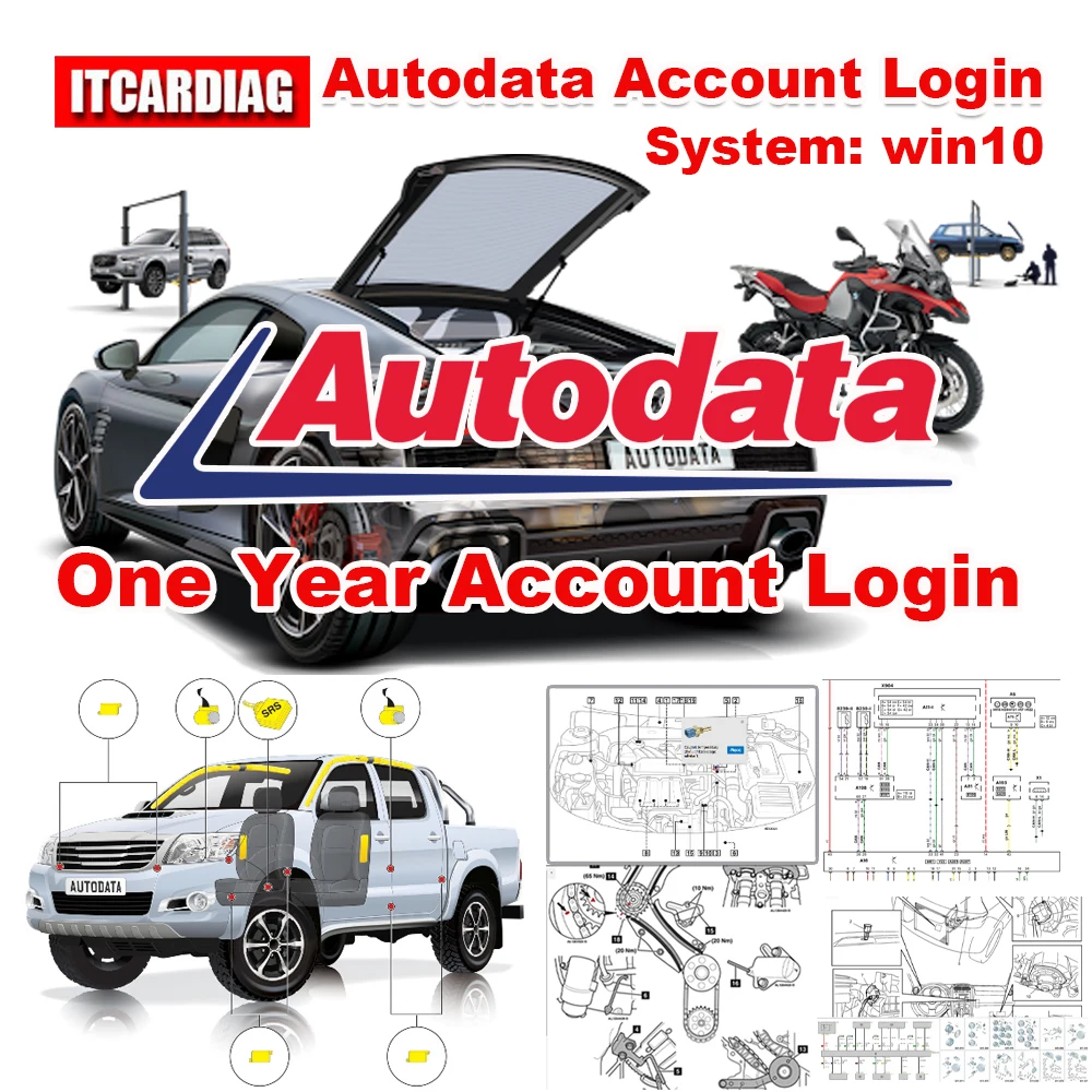 AUTODATA Account Login One Year for Truck Car Service Repair Software Autodata Update Online Auto Data for VIN Car Diagram Win10