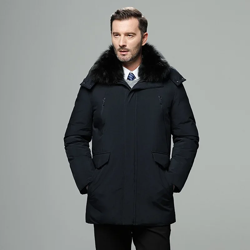 Canada Fashion Winter Jacket for Men Down Coat Parkas Men's White Goose Down Jacket Puffer Padding Detachable Fur Collar HYX0018