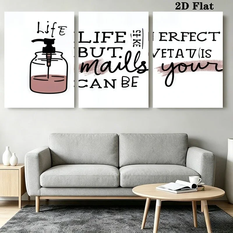 2D Flat, 3pcs Modern Boho Wall Art with 
