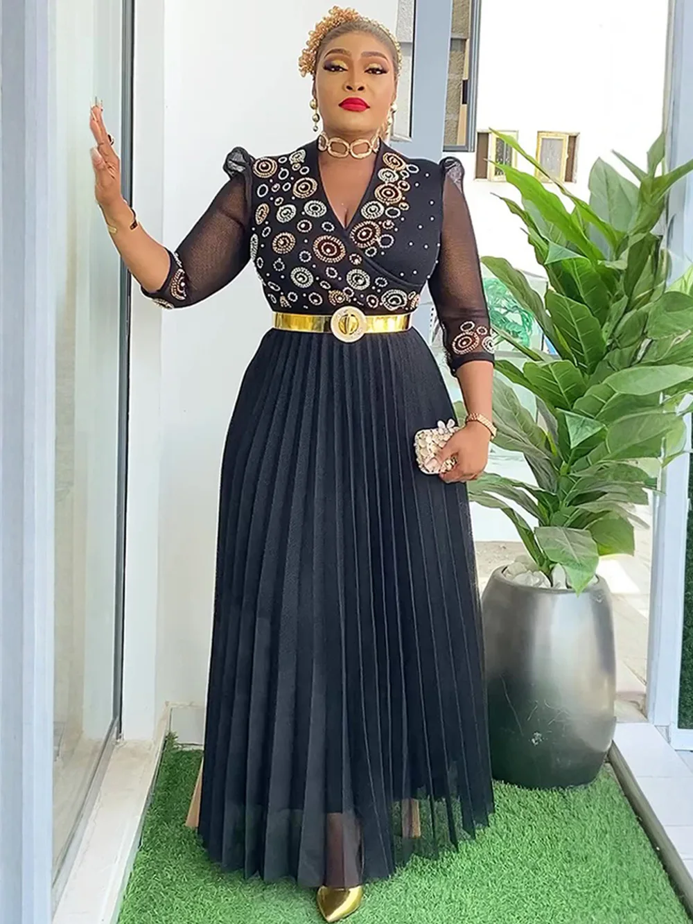 أفريقيا الملابس 2024 حجم كبير فساتين الحفلات الأفريقية للنساء Dashiki أنقرة حفل زفاف ثوب مسائي Bodycon ماكسي فستان طويل #4