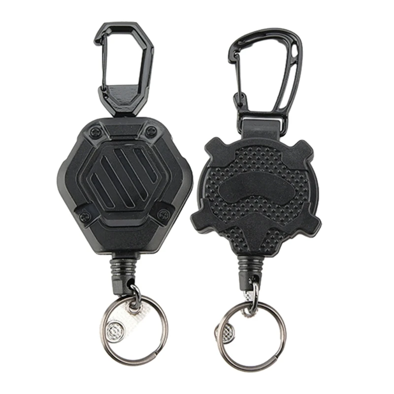 

Heavy Duty Retractable Keychain Strong Casing Carabiner Keychains Retractable Badge Holder Steel Wire Rope Keyring Hook D5QD