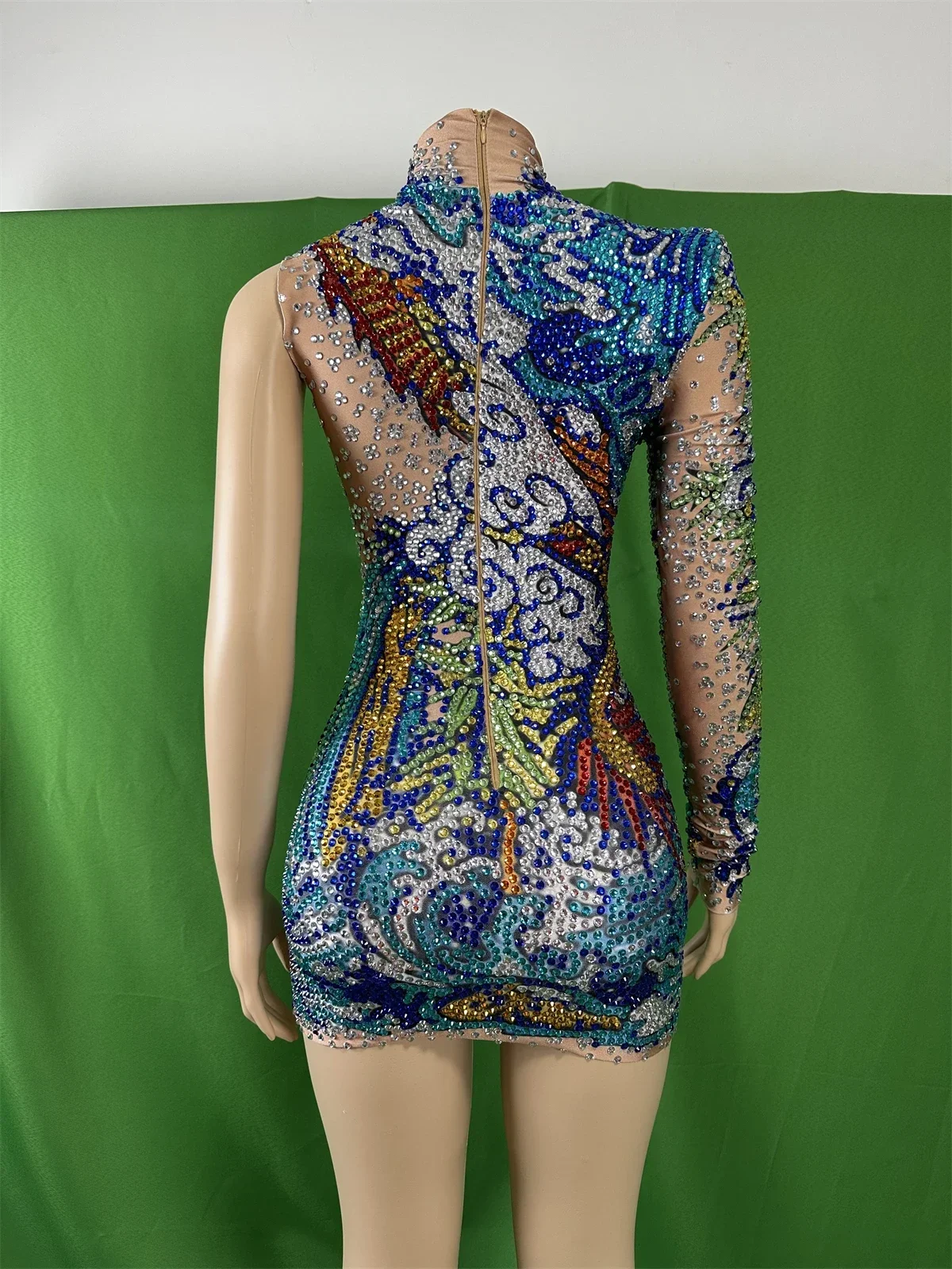 2025 Luxury Full Rhinestone Women Stunning Long Dress Birthday Party Stage Wear Performance Costume Rave Festival Mini Outfit