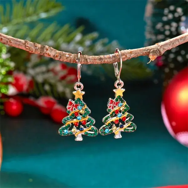 Women's Christmas Light Bulb Drop Earrings, Festive Design