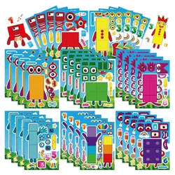 Puzzle 16Pcs Make a face Sticker DIY Sheets Parent-Child Game, Expressinal Blocks Sticker for Kids Girls Party Fun Favor