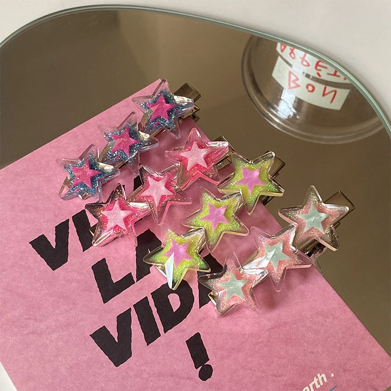 

Sweet Hairpin Shiny Star Hair Clip Summer Fashion Cute Pentagram Bobby Pin Hair Accessories For Women Girls Cool Headwear