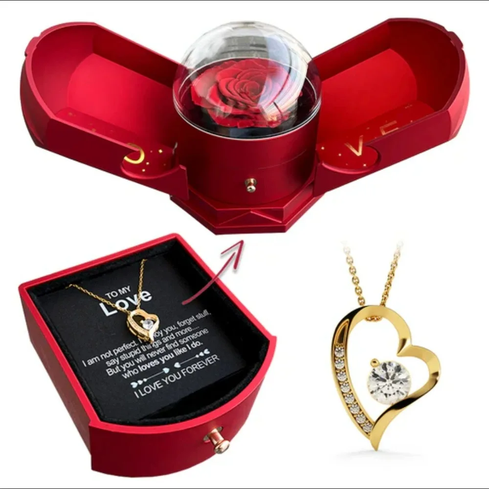 To My Love Wife Heart Pendant Necklace Gift for Birthday Women Girl Soulmate Gifts 2025 Fashion Jewelry With Angel Rose Box